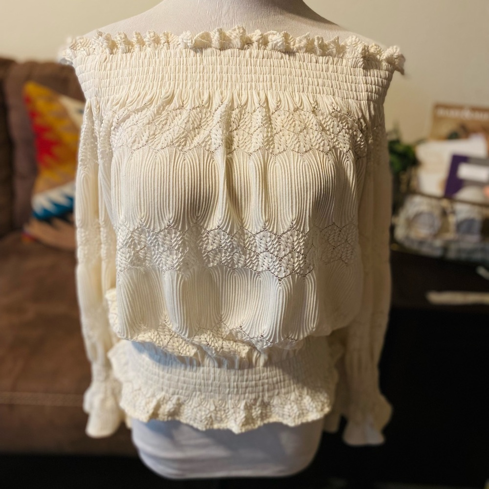 She & Sho Cream Lacey Top